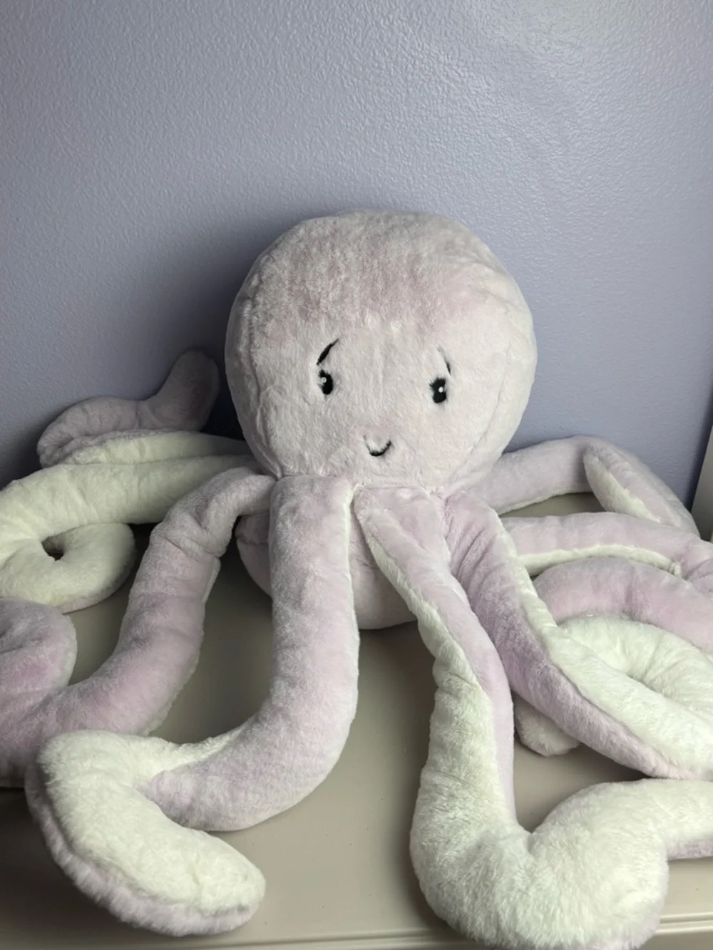LIKE NEW Giant XL Hugging Plush Octopus Jumbo Stuffed Animal Lavender and White